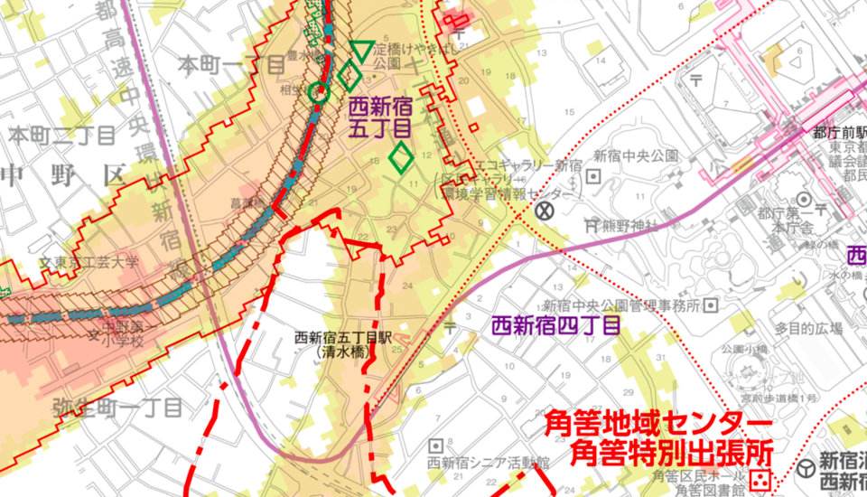 西新宿５丁目の水害ハザードマップ