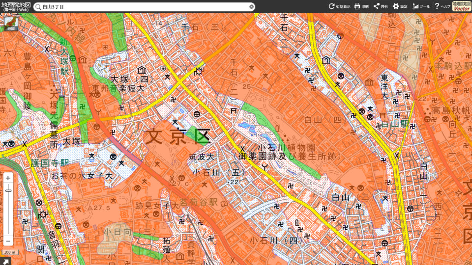 文京区白山の地質図